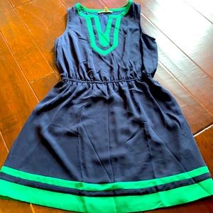 41 Hawthorn Navy dress with Kelly green detail